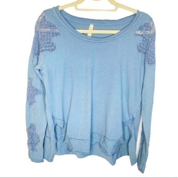 Free People Tops - Free People Distressed Lace Shirt Size Small
